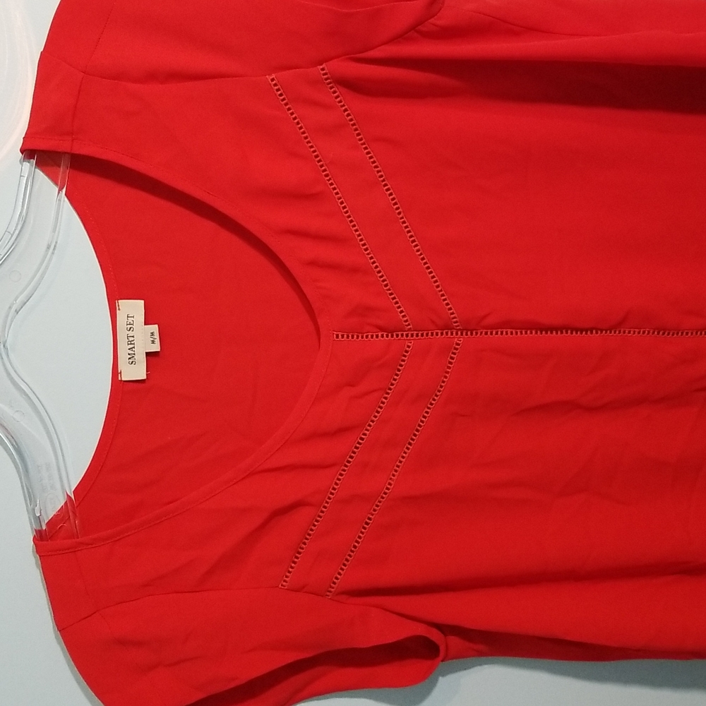 Smart Set red short sleeve shirt blouse M